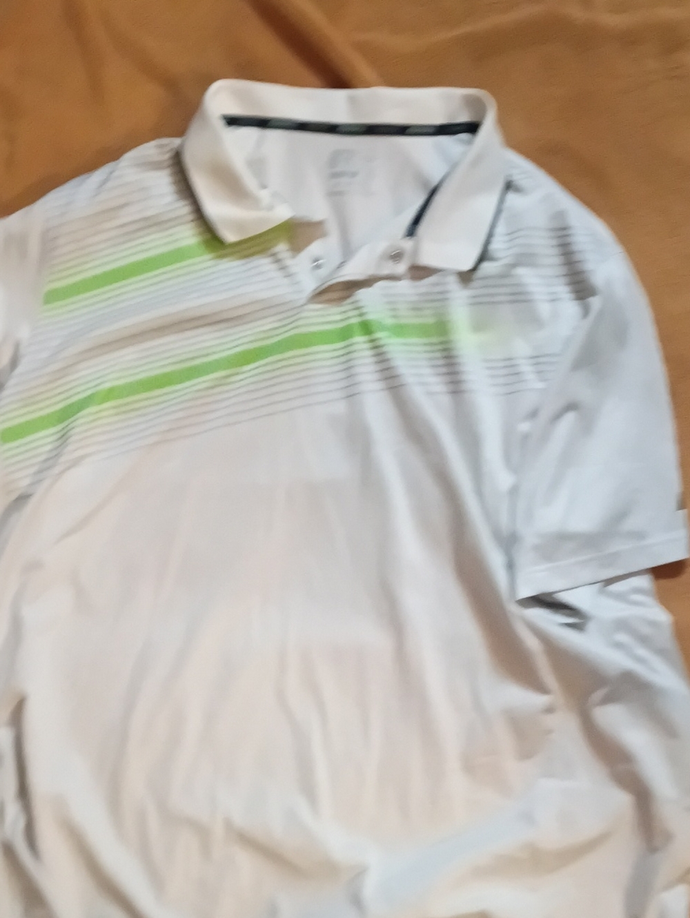 Russell Athletic White Polo with Lime Accent